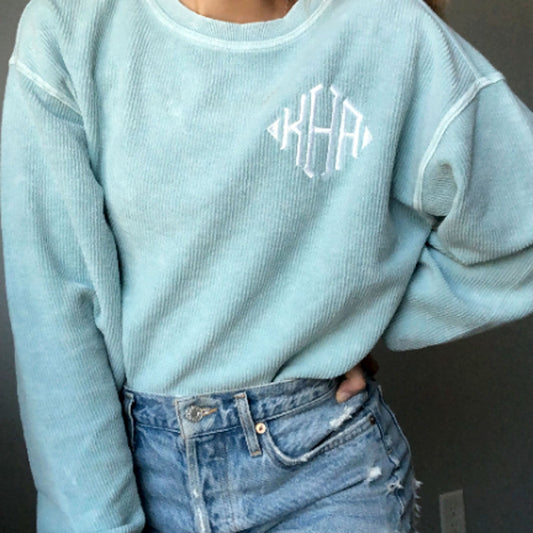 Embroidered Monogram Corded Sweatshirt