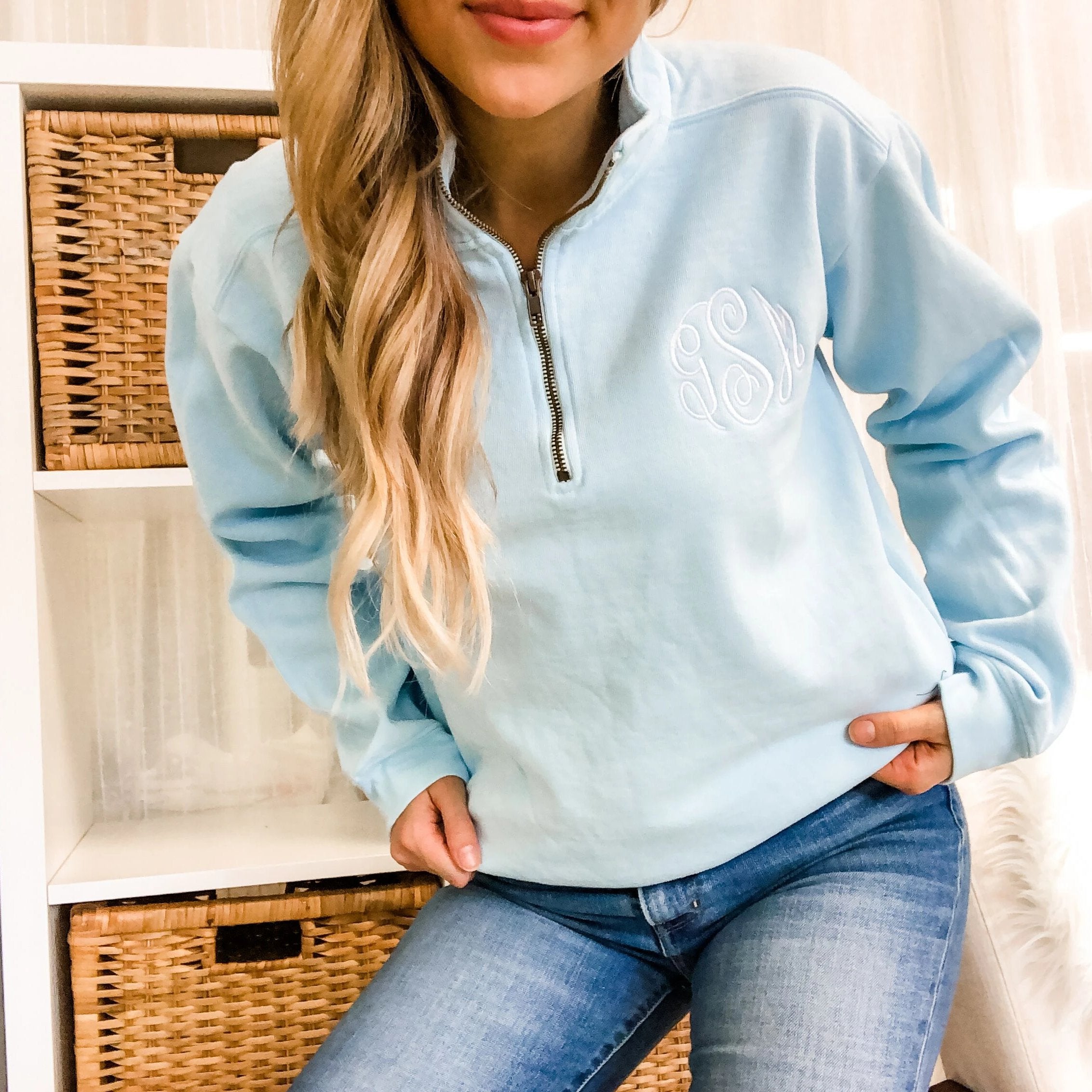 Comfort Colors Monogrammed Quarter Zip – Arden and Gold