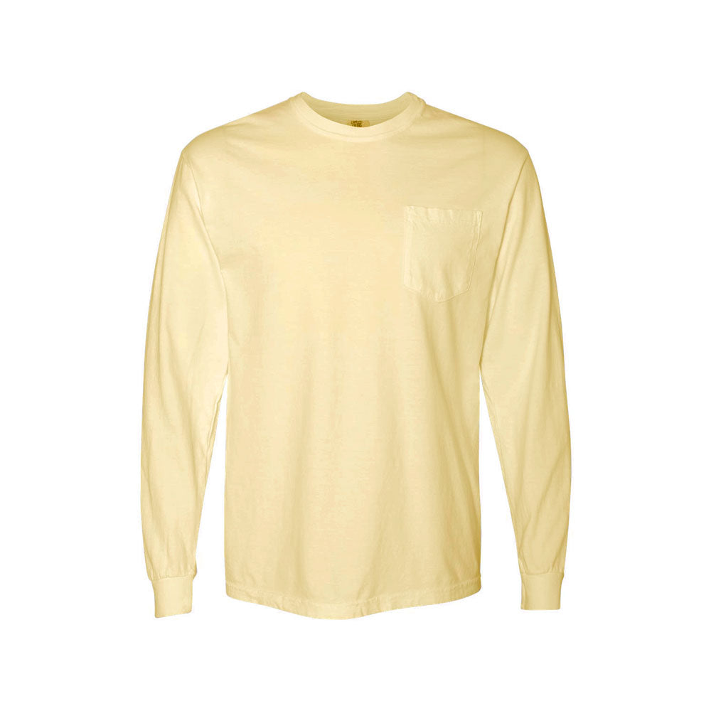 butter comfort colors long sleeve pocket tee