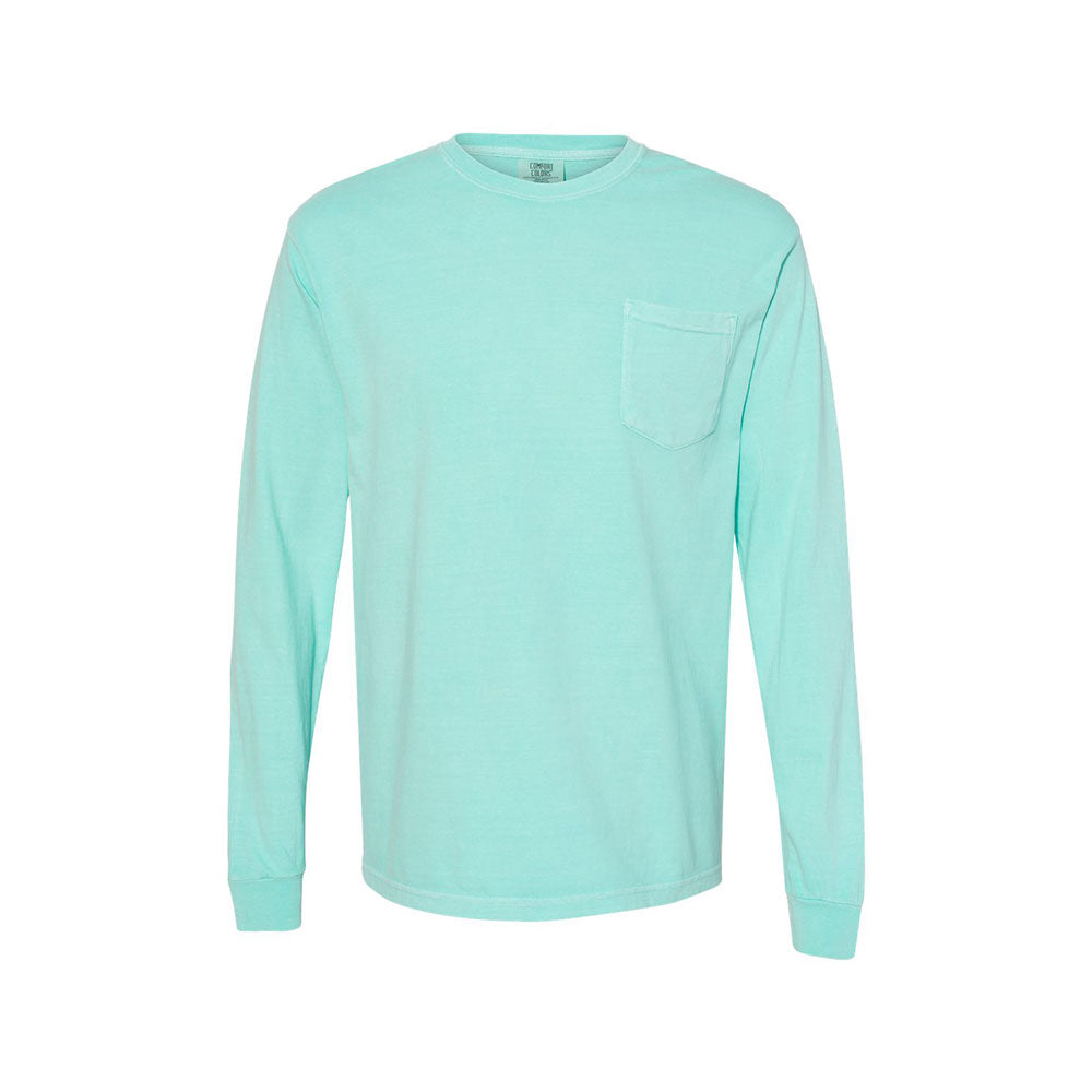 chalky mint comfort colors long sleeve pocket tee