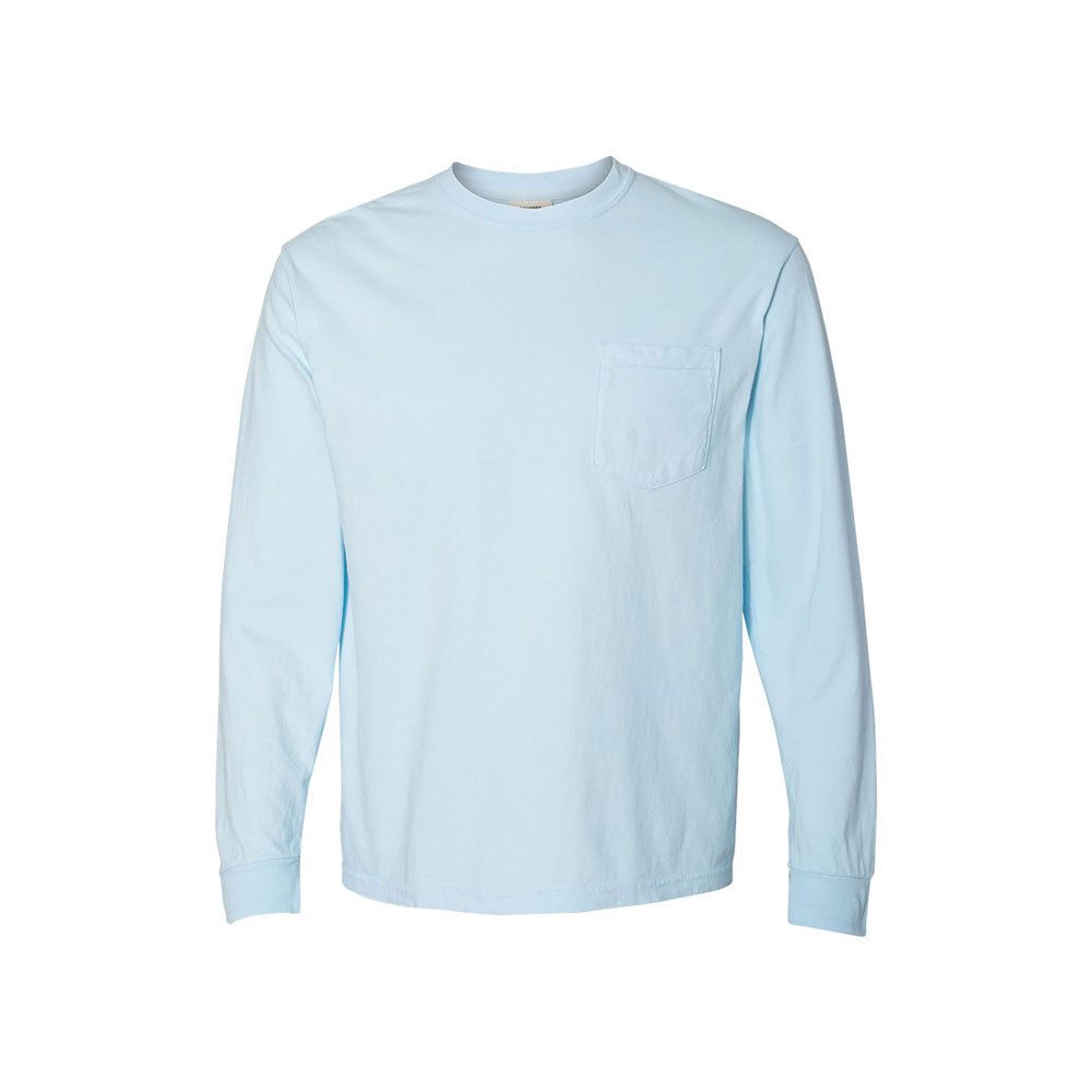 chambray comfort colors long sleeve pocket tee