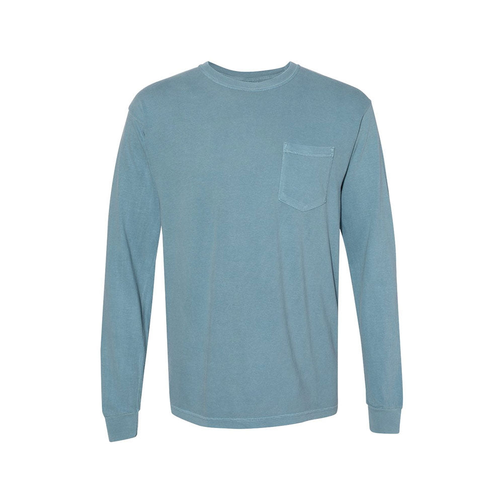 ice blue comfort colors long sleeve pocket tee