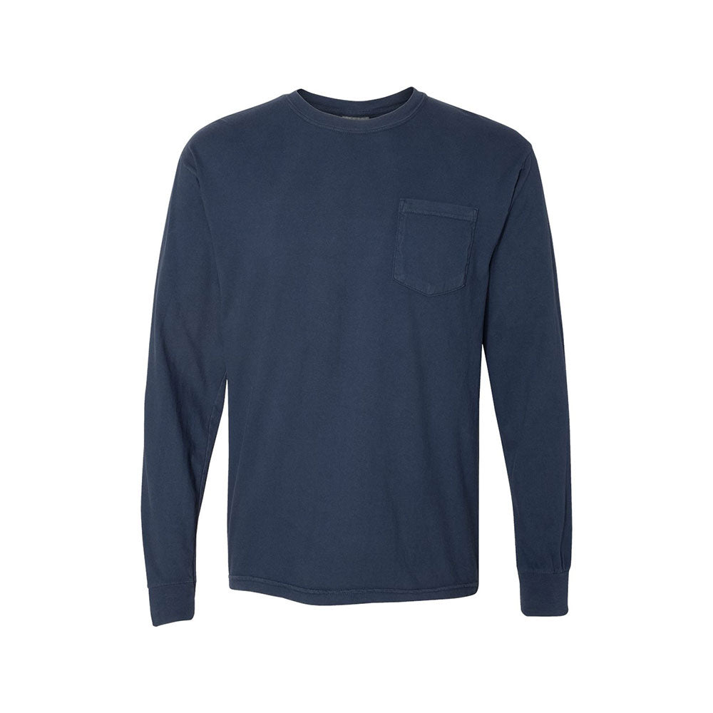 navy comfort colors long sleeve pocket tee