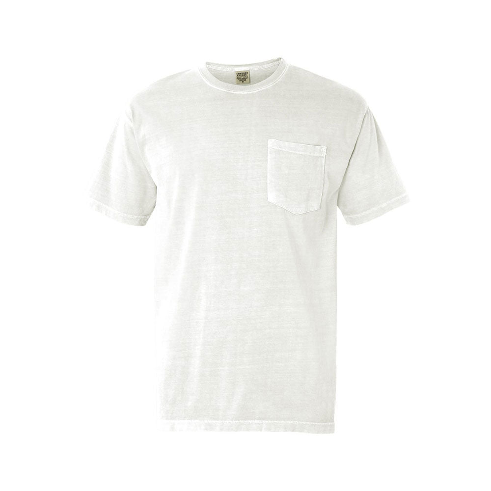 white comfort colors pocket tee