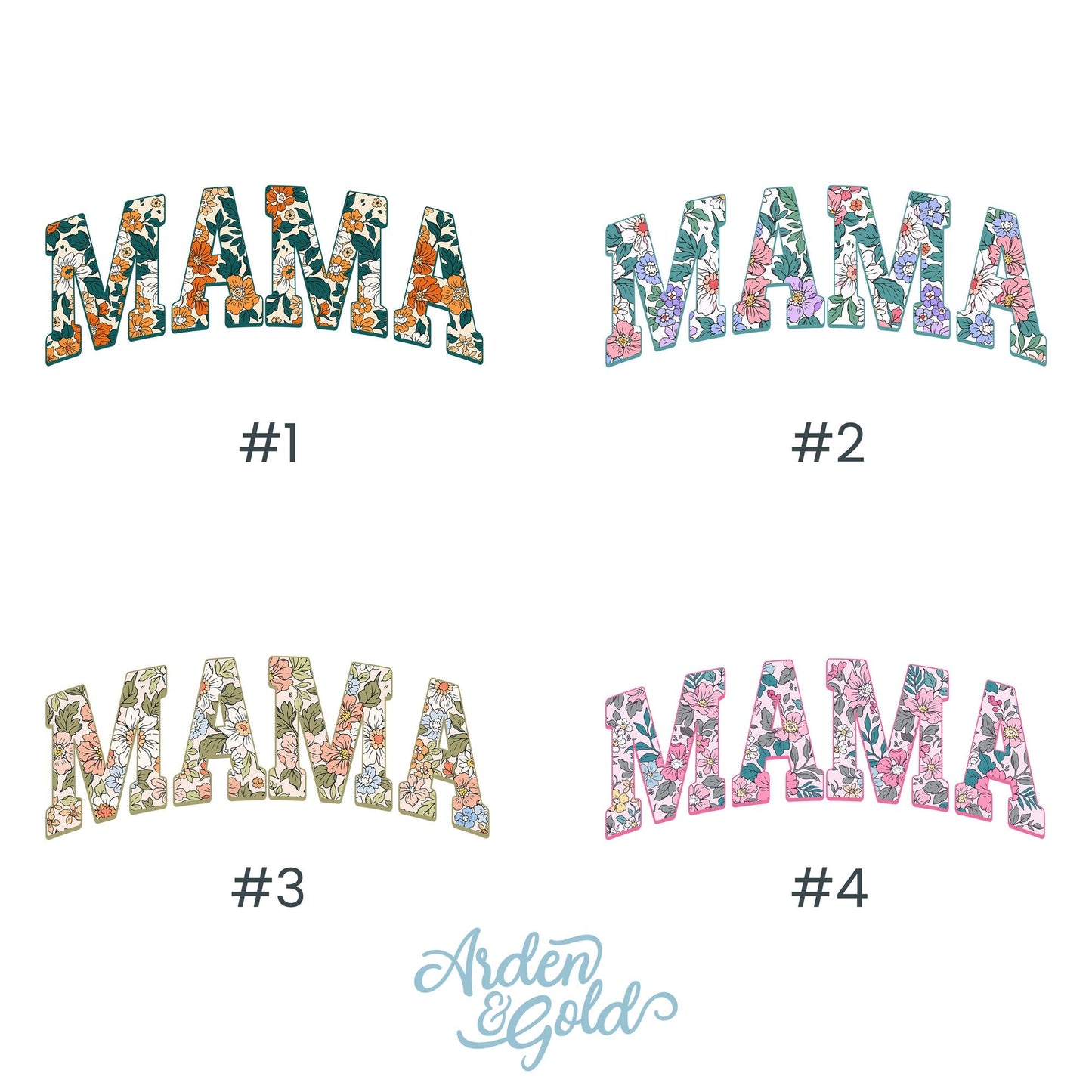 Personalized Multi-Floral Print MAMA T-Shirt
