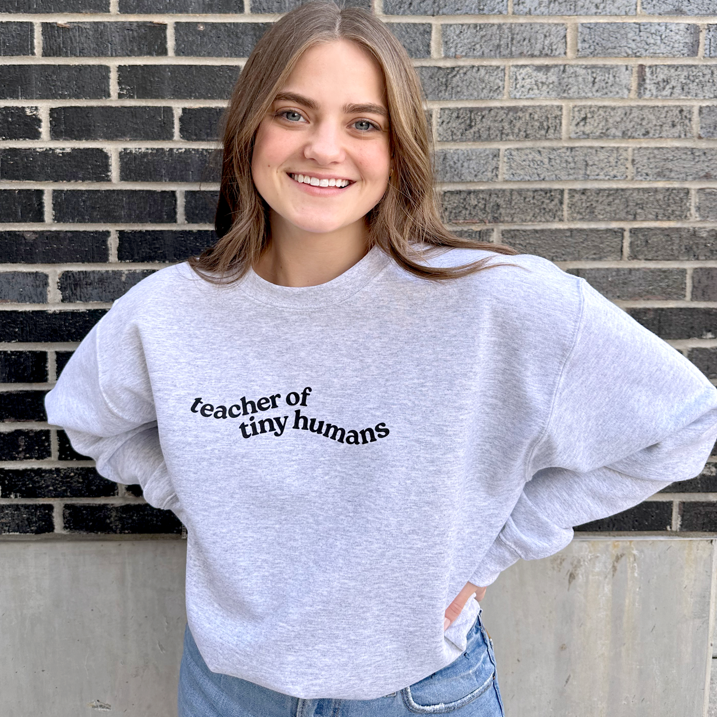 "Teacher of Tiny Humans" Crewneck Sweatshirt