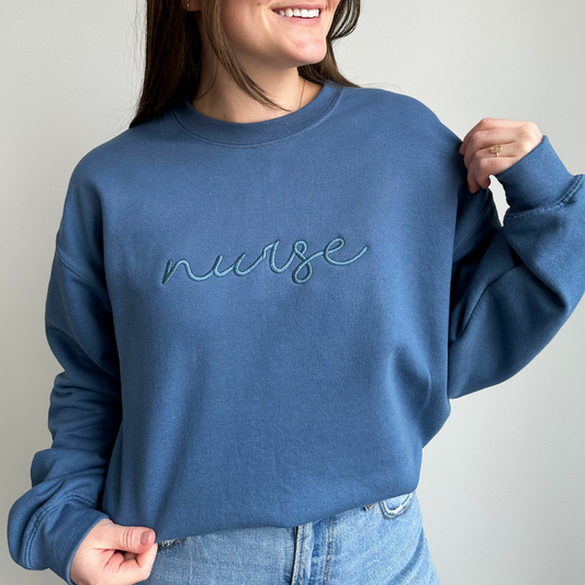 Embroidered Nurse Pullover Sweatshirt