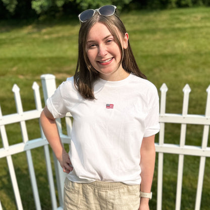 Mini American Flag Embroidered Boxy Fit Tee