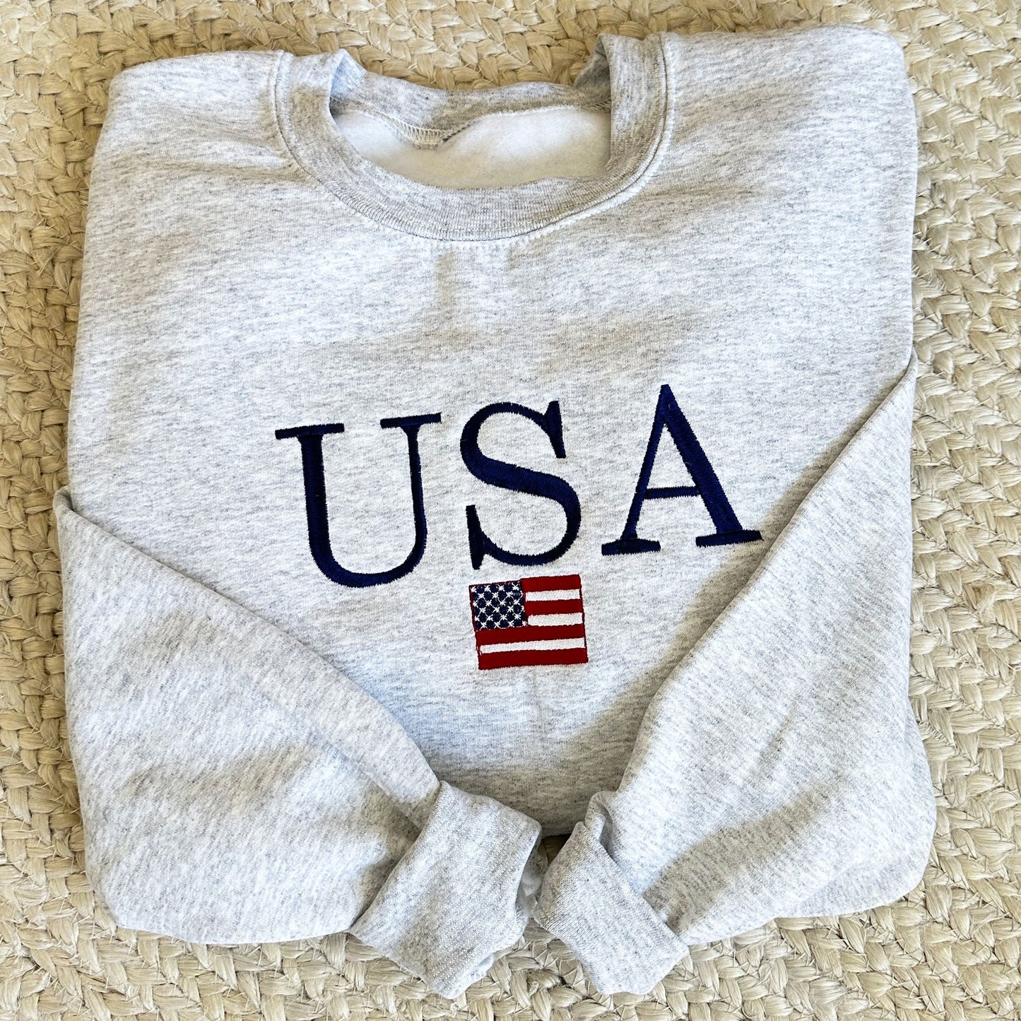 USA Sweatshirt with American Flag Embroidery