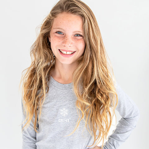 Youth Snowflake Bella and Canvas Long Sleeved Top