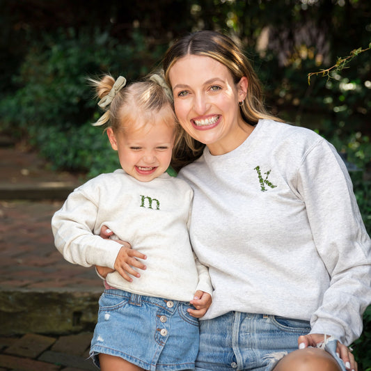 Embroidered Floral Initial Youth and Toddler Sweatshirt