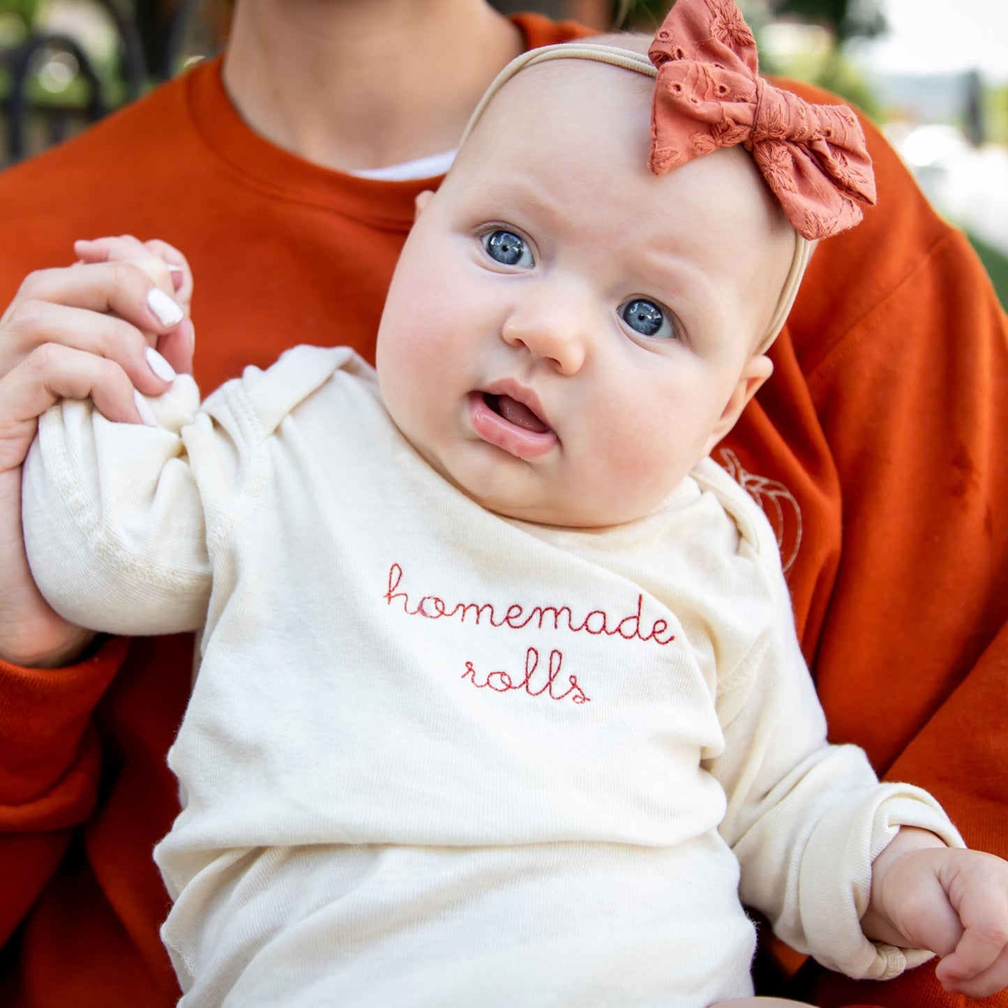 Embroidered Homemade Rolls Long Sleeve Baby Bodysuit