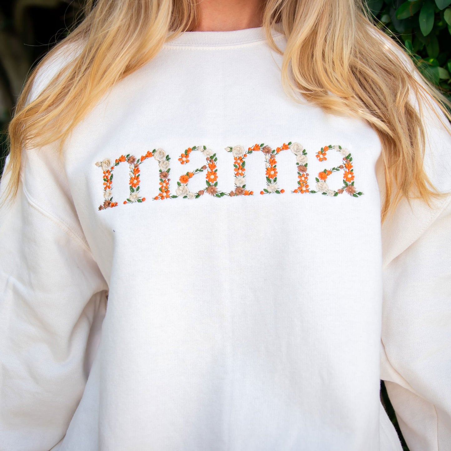 Fall Floral Mama Embroidered Gemma Crewneck Sweatshirt