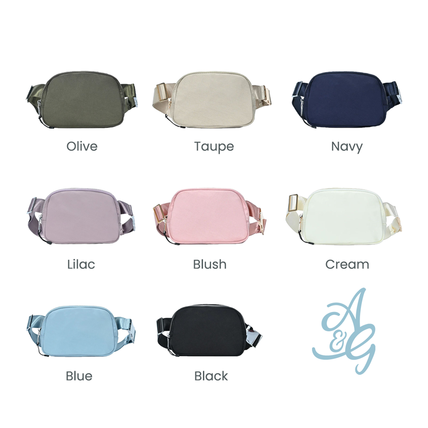 Personalized Embroidered Mini Belt Bag - Crossbody Fanny Pack with Adjustable Belt and Silver/Gold Metal Detail