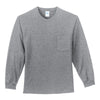 athletic heather long sleeved pocket tee