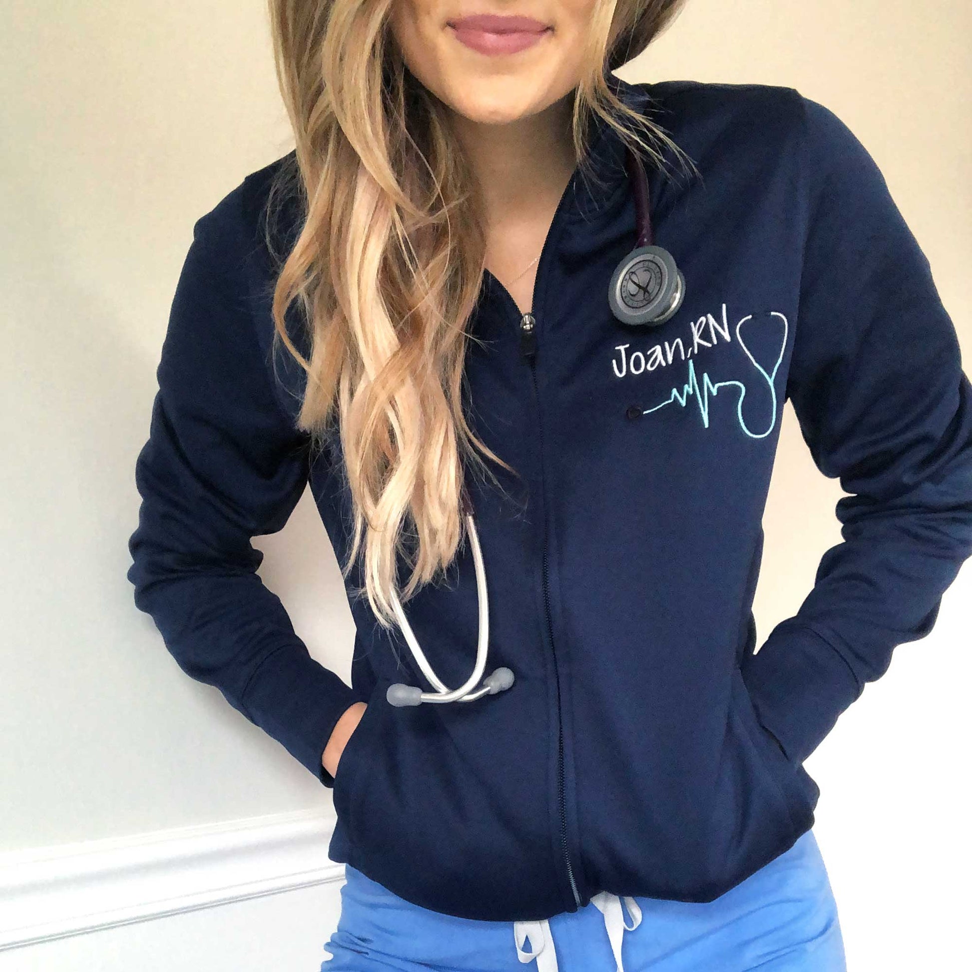 Personalized Nurse Crewneck Sweatshirt, Custom Name Stethoscope