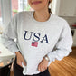 USA Sweatshirt with American Flag Embroidery