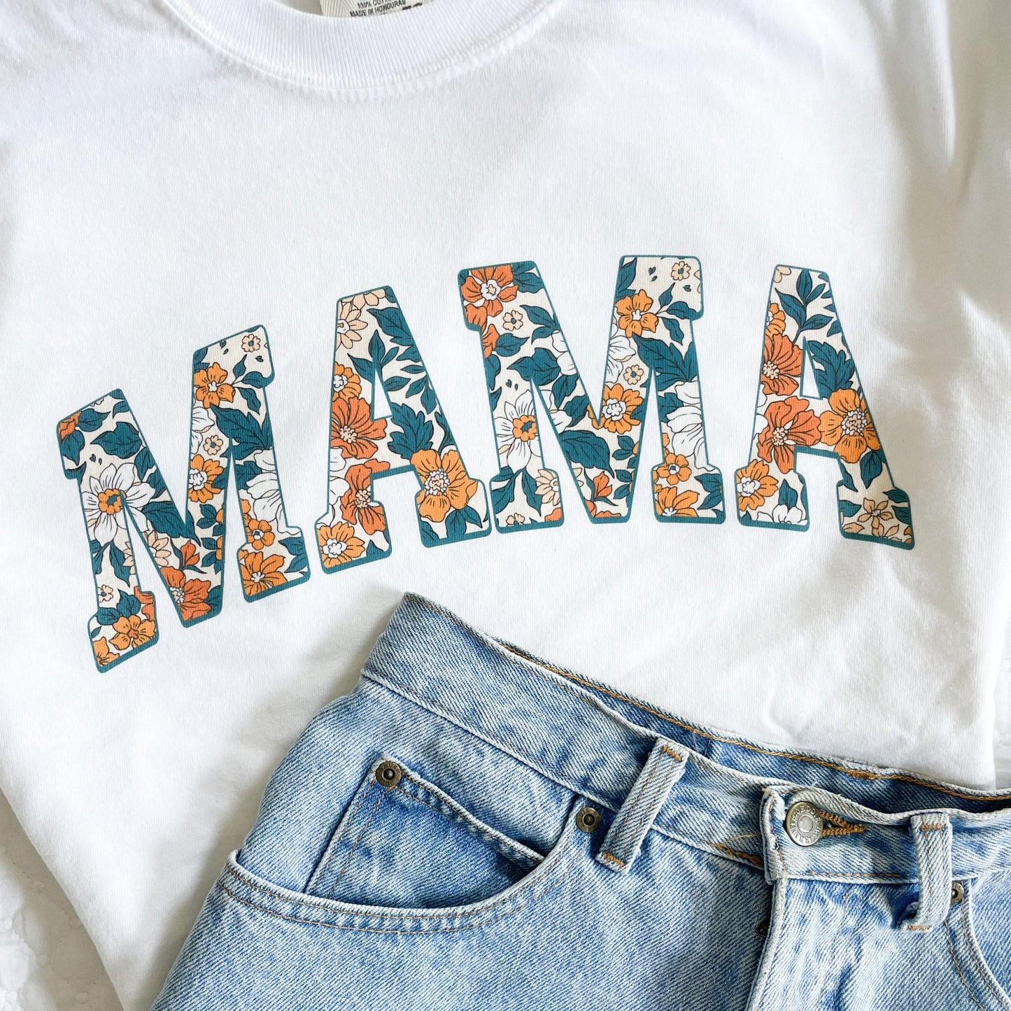 Multi-Floral Print MAMA T-Shirt