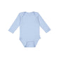 light blue long sleeve infant bodysuit 