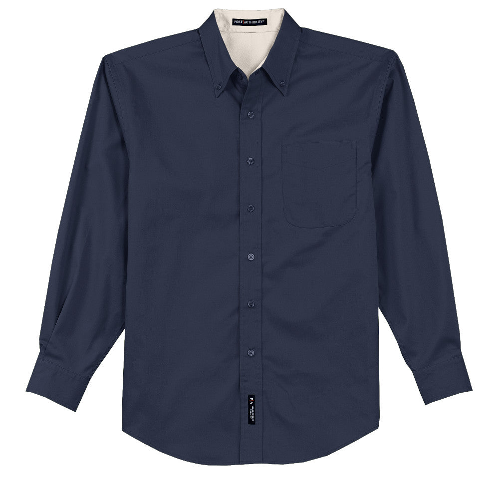 navy button down 