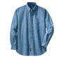 faded blue denim button down