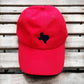 red baseball cap with black texas state embroidered design