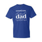 royal blue  t-shirt with a patriotic 'american dad' print in white