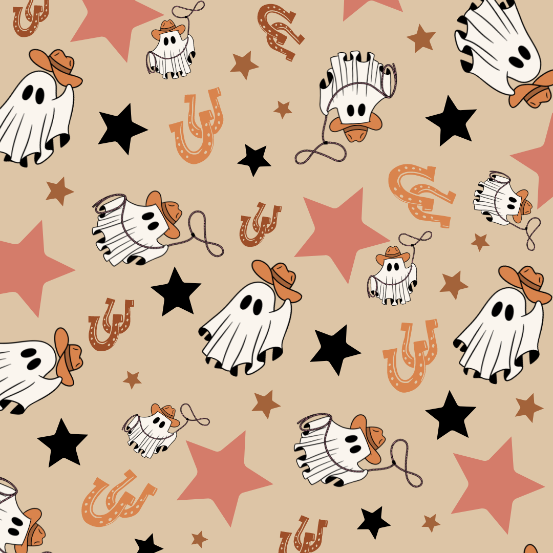 ghost cowboy western halloween print